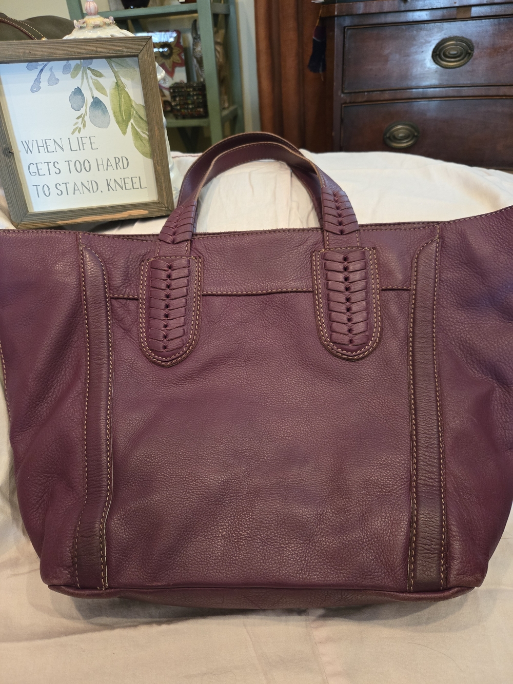 💜orYANY Large Plum Leather Tote Bag. So Super- Soft🫶
